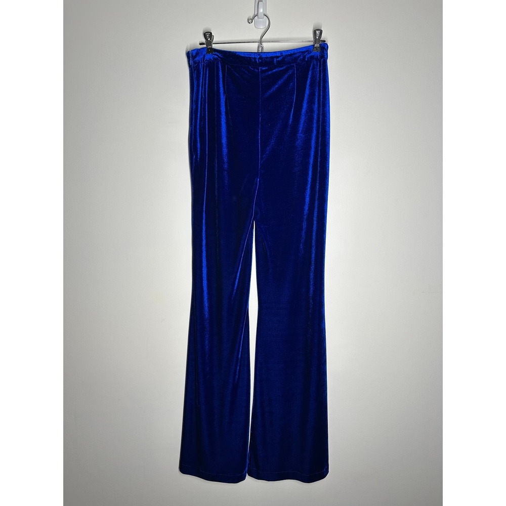 Flying Tomato Royal Blue Velvet Wide Leg Bell Bottom Pants Whimsigoth Celestial - Picture 9 of 9